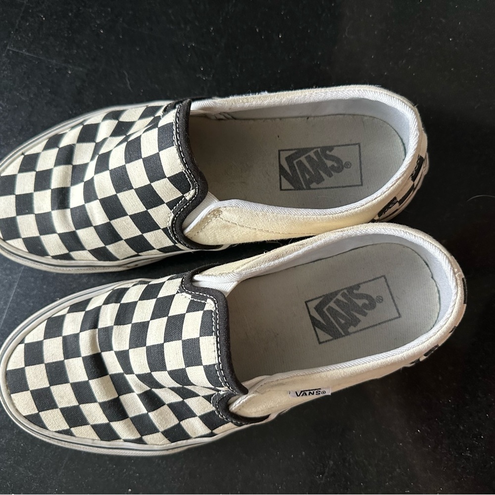 Checkered slip on vans